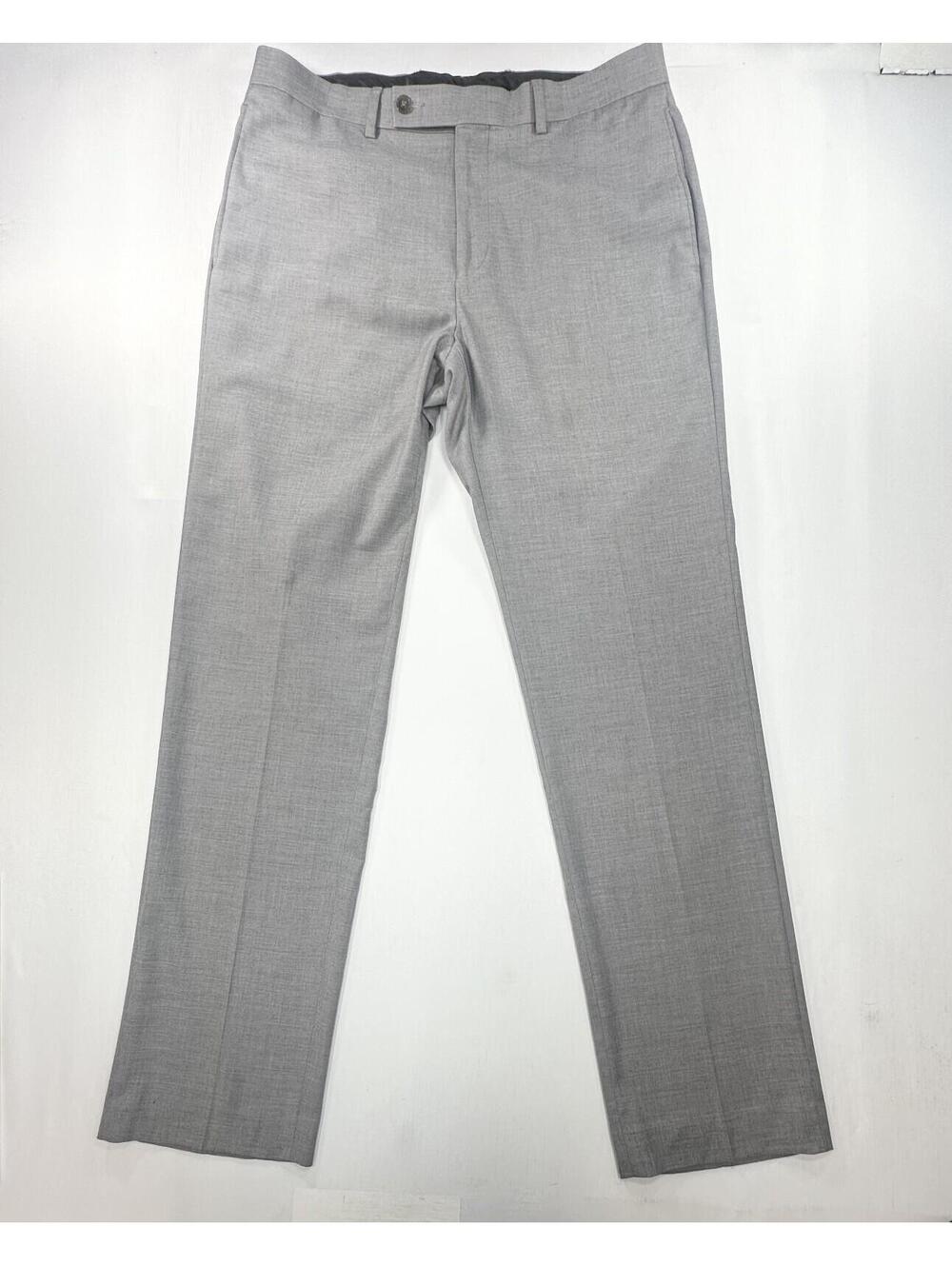 Calvin Klein Flat Straight Leg Dress Pants Gray Mens 34/32